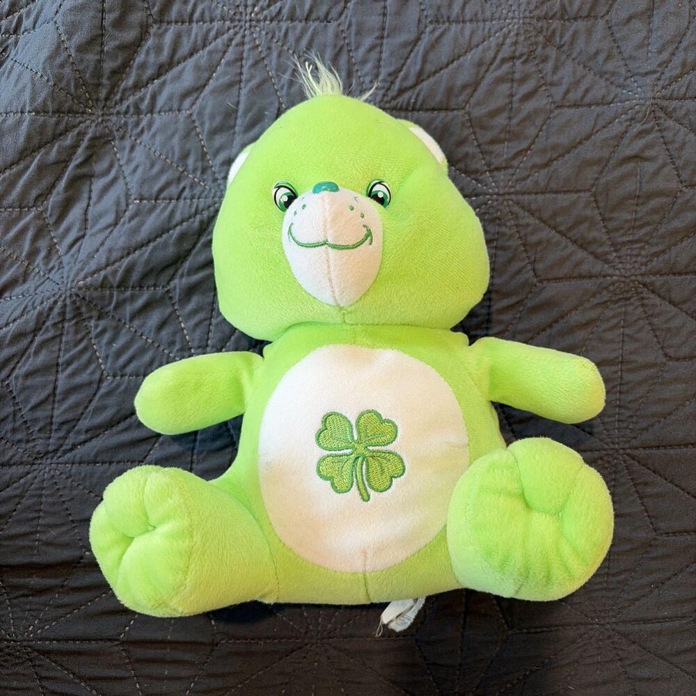 Care Bears GOOD LUCK BEAR 2003 10” Plush Doll Green